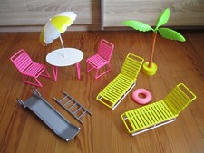 Lot mobilier de jardin piscine Barbie vintage