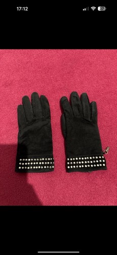 Gant noir peau - gant, avec