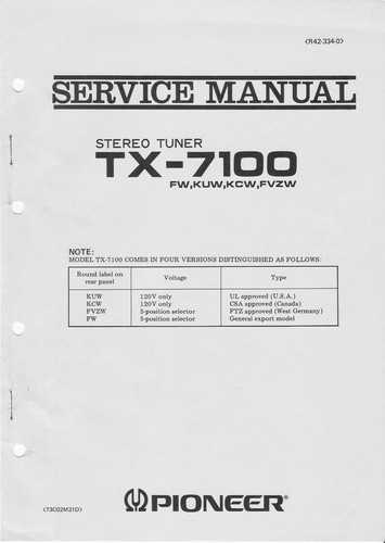 Service manuel instructions - manuel, d'instructions