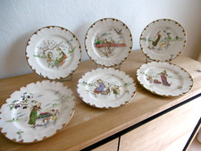 SIX ASSIETTES FAIENCE CREIL MONTEREAU XIXème SERVICE "PARISIEN"Lot B.