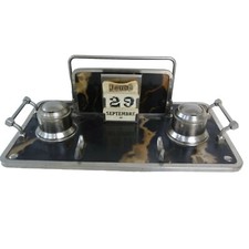 NÉCESSAIRE DE BUREAU ART DÉCO - ENCRIER/CALENDRIER/PORTE STYLO/PORTE LETTRES