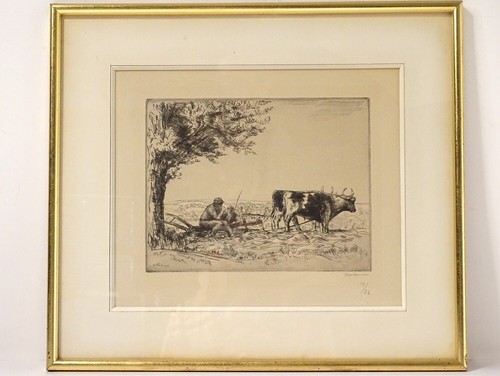 Gravure jean frélaut paysage - frélaut,