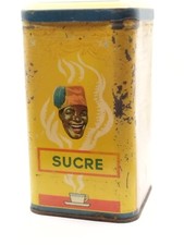 Ancienne grande boite en métal Banania pour le sucre