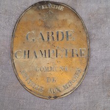 plaque de fonction garde champêtre Meurthe 54 Bainville Nancy