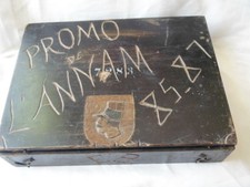 ENCRIER BOITE SCULPTEE  ARTISANAT MILITAIRE 70è PROMOTION St-CYR ANNAM 1885-87