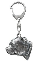 Staffordshire Bull Terrier, Staffie III - Porte-clés argenté avec chien, décorat