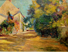 Ancien TABLEAU Huile/Toile  "le chemin au soleil" (Vaucluse)  Sbd  GUERIN  1902