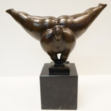Statue Sculpture Danseuse Nue Acrobate Style Moderne Bronze massif Signe