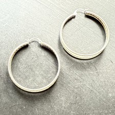 Ancienne Paire De Boucle D’oreille Pendante Argent Massif createur créoles 