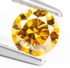 Diamant (Couleur naturelle) - 0.52 ct - Rond - Fancy vivid Jaune, Orange - SI2