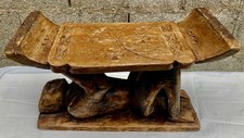 Tabouret , banc ancien en bois sculpté africain Ashanti Ghana art tribal vintage
