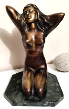 sculpture bronze femme socle en marbre art - rare - vintage