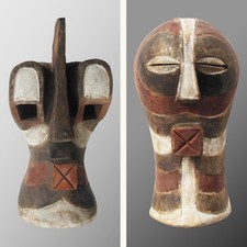 2 Anciens MASQUES Ethniques SONGYE Kifwebe du CONGO - OLd African Wooden Mask