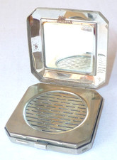 ANCIENNE BOITE POUDRIER LAQUÉ BLEU DHAUSSY - PARIS