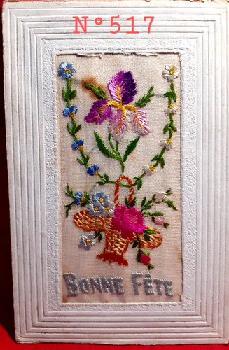 517 cpa postale brodée - n°517, -cpa