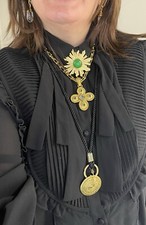 Vintage Yves Saint Laurent Scarf Pendant Holder Belle D’opium Black Necklace