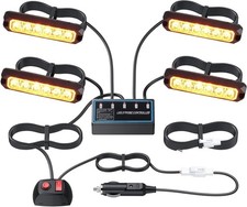 4X6 LEDs Feux de Pénétration IP68 12/24V Gyrophare LED Orange Feux Flash Avant