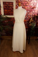 Vintage 70er Boho Hippie Robe Maxi Robe Crème Long Éponge DDR Robe de Mariée 40