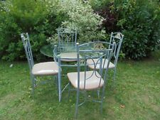 table de jardin metal fer forger ronde avec chaises salon de jardin 