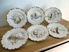SIX ASSIETTES DESSERT FAIENCE CREIL MONTEREAU XIX ème SERVICE "PARISIEN" Lot C.