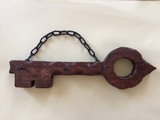 Porte Clefs Mural Vintage En Forme de Clef en Bois - 3 clous