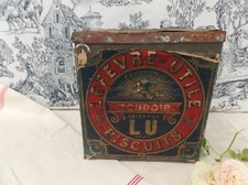 ANCIENNE GROSSE BOITE  TOLE PUBLICITAIRE BISCUITS BOUDOIR LEFEVRE UTILE LU 1900