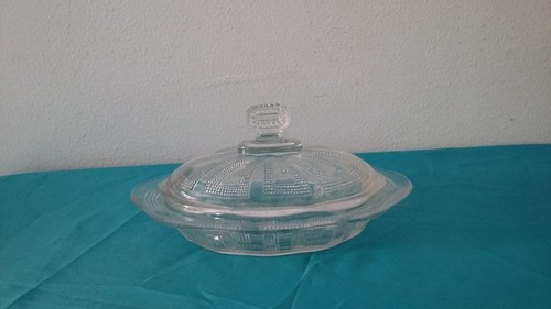 Ancien beurrier verre presse - verre,