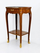 SELLETTE   EN MARQUETERIE ORNÉE DE BRONZE DORÉ  DU XIXe  AVEC DESSUS MARBRE