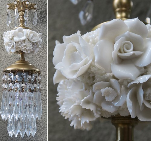Lamp porcelain victorian rose - victorian,