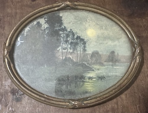 Peinture miniature ovale huile - miniature,
