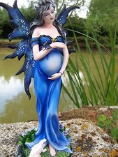 14235 FIGURINE FEE ENCEINTE  HEROIC  FANTASY BEBE  MAGNIFIQUE FAIRY BLEU  29 CM