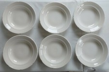FAIENCE BLANCHE SERIE DE 6 ASSIETTES CREUSES RONDES D 24cm XXème CUISINE VINTAGE