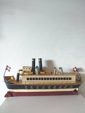 Bâteau Tôle 2 Cheminées Tin Toy Steam Boat Drapeau Danemark Danish Maquette