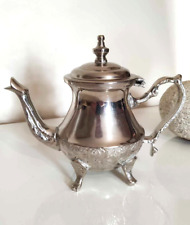 haute qualité théière marocaine en cuivre argenté fait à la main - vintage
