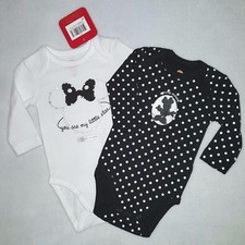 DISNEY BABY lot de 2 bodys bébé body MINNIE Fêtes 3 ou 18 mois noir et blanc 
