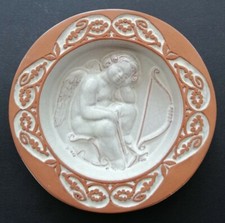 Superbe CERAMIQUE MURALE VINTAGE signée VAL DEMONE Ange Cupidon Chérubin ITALIE