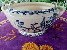 Bas de Soupière Légumier Porcelaine Opaque Gien Modèle Chardons Déco Floral Bleu