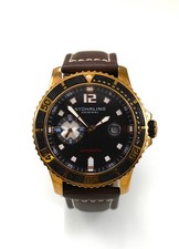 Montre Stuhrling Homme Automatique Or Acier Cuir 100M Noir Date Quartz