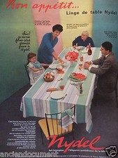PUBLICITÉ 1958 NYDEL LINGE DE TABLE FAIT TRIOMPHER L'ÉLÉGANCE - ADVERTISING