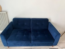 canapé droit conforama 2,5 places, bleu, bon état, en tissu