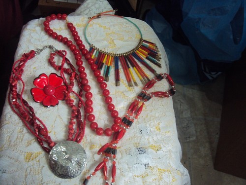 Lot vintage necklaces red sexy - necklaces,
