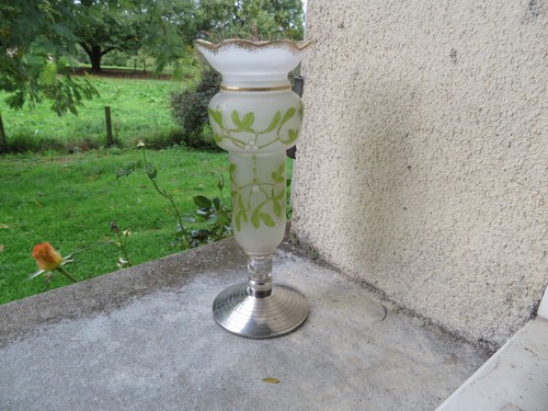 Ancien vase émaillé décor - vase,