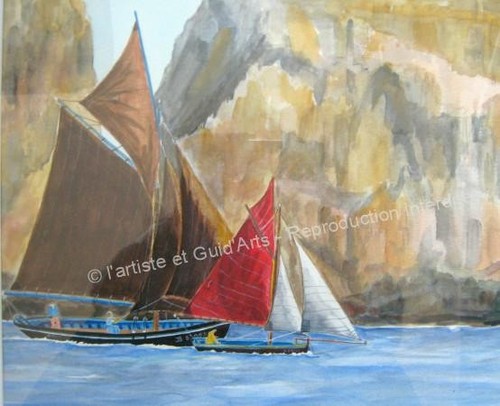 Tableau aquarelle marine - tableau,