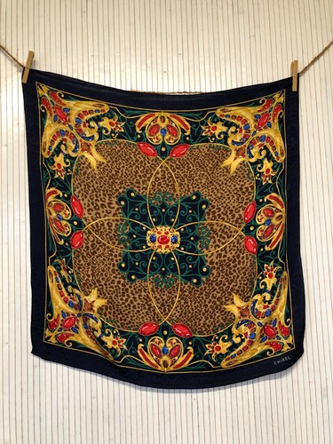 Foulard carré soie vintage - foulard,