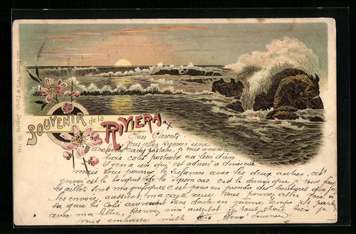 Lithographie riviera vue - riviera,,