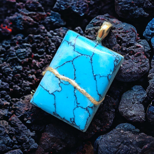 Collier turquoise kintsugi art - turquoise,