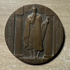 Médaille En Bronze Franc Maçonnerie Grand Orient De France (Signe E.Blin)