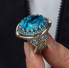 AAA QUALITY SOLID STERLING 925 SILVER HANDMADE MEN'S JEWELRY TOURMALINE RING