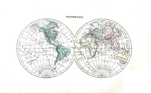 Mappemonde couleur telle - couleur,,