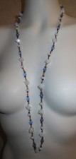 Long Sautoir Cristaux Bleu